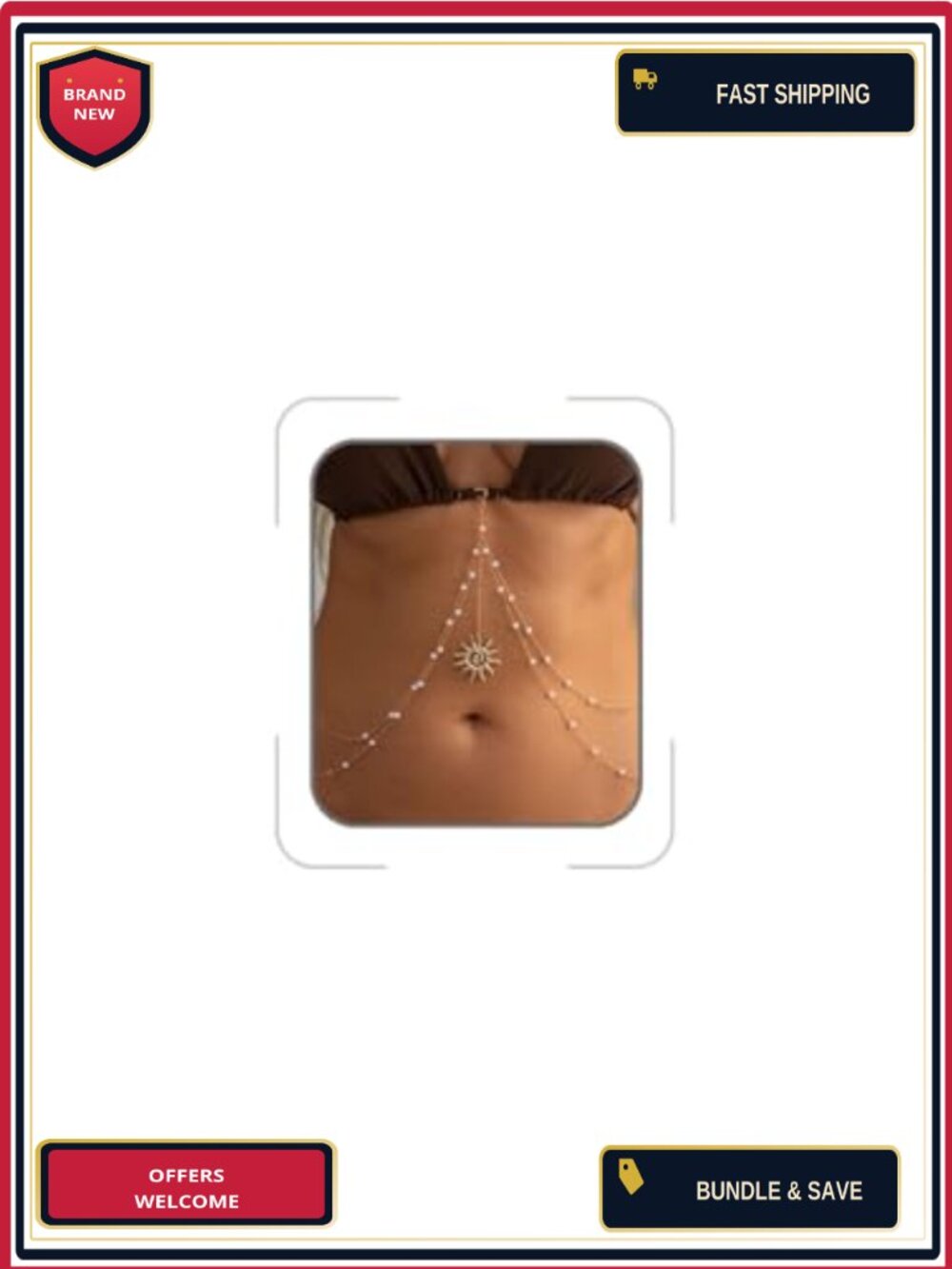 Gold Pearl Waist Body Chain Layered Belly Chain for Women Beach Bikini Jewelry